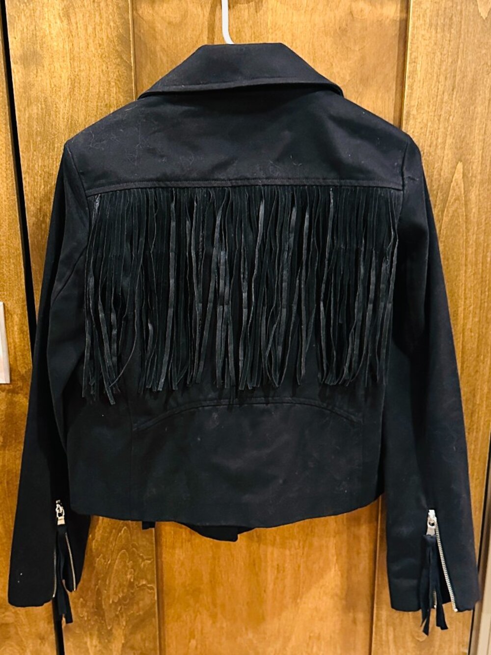 NWOT TIMO WEILAND COTTON BLACK FRINGE MOTO JACKET SMALL